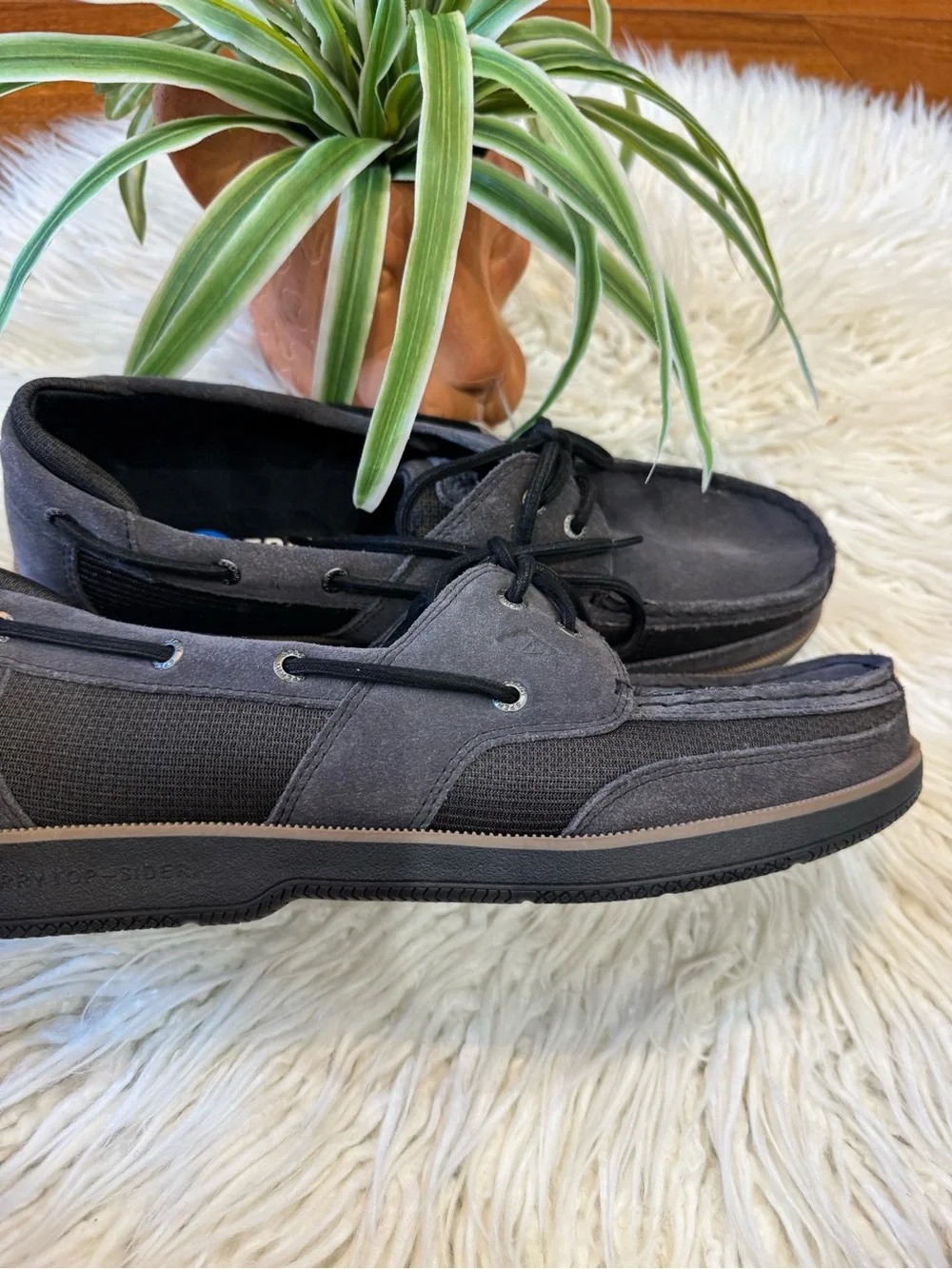 New🌿Sperry Men’s Charcoal Gray Lace-Up Boat Shoes